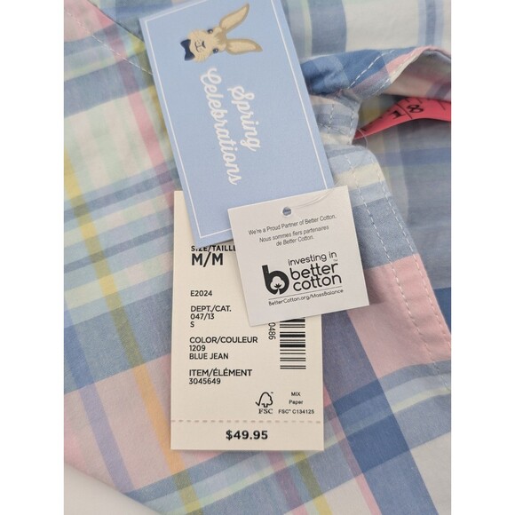 Gymboree Cotton Pastel Pink Blue Button Up Long Sleeve Plaid Shirt Size Medium - Picture 8 of 9
